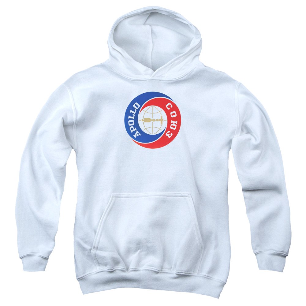 NASA105-YFTH-2 Nasa Apollo Soyuz Youth Hooded Sweatshirt, White - Medium