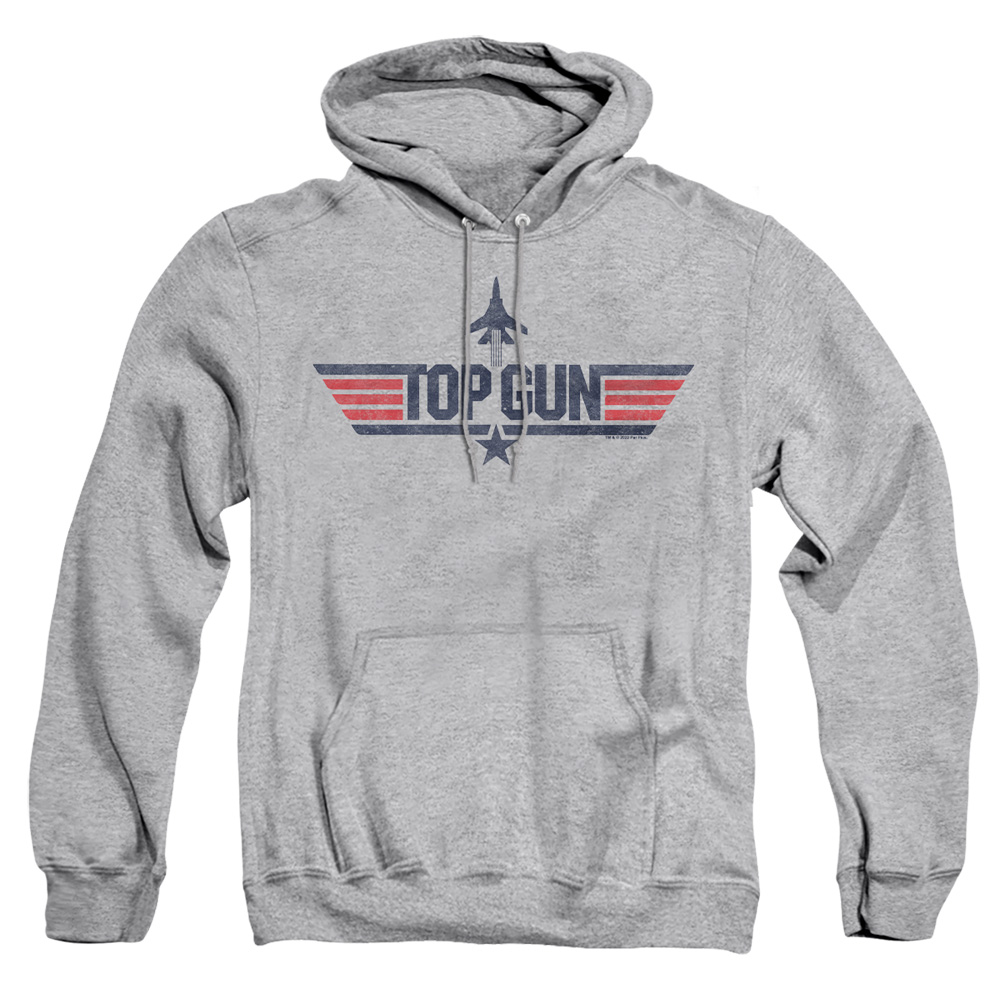 PAR839-AFTH-3 Paramount - Top Gun Logo Grey Adult Pullover Hoodie, Athletic Heather - Large