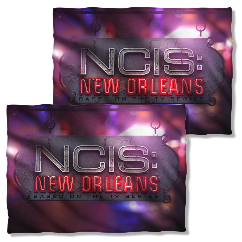 CBS1574FB-PLO1-0 NCIS Orleans Neon Sign Front Back Print Pillow Case, White - 20 x 28 in.