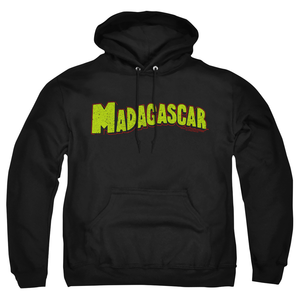 DRM183-AFTH-8 Madagascar Logo Adult Pullover Hoodie, Black - 5X