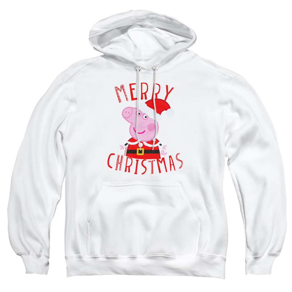 HBRO10374-AFTH-2 Peppa Pig Merry Christmas Adult Pullover Hoodie, White - Medium