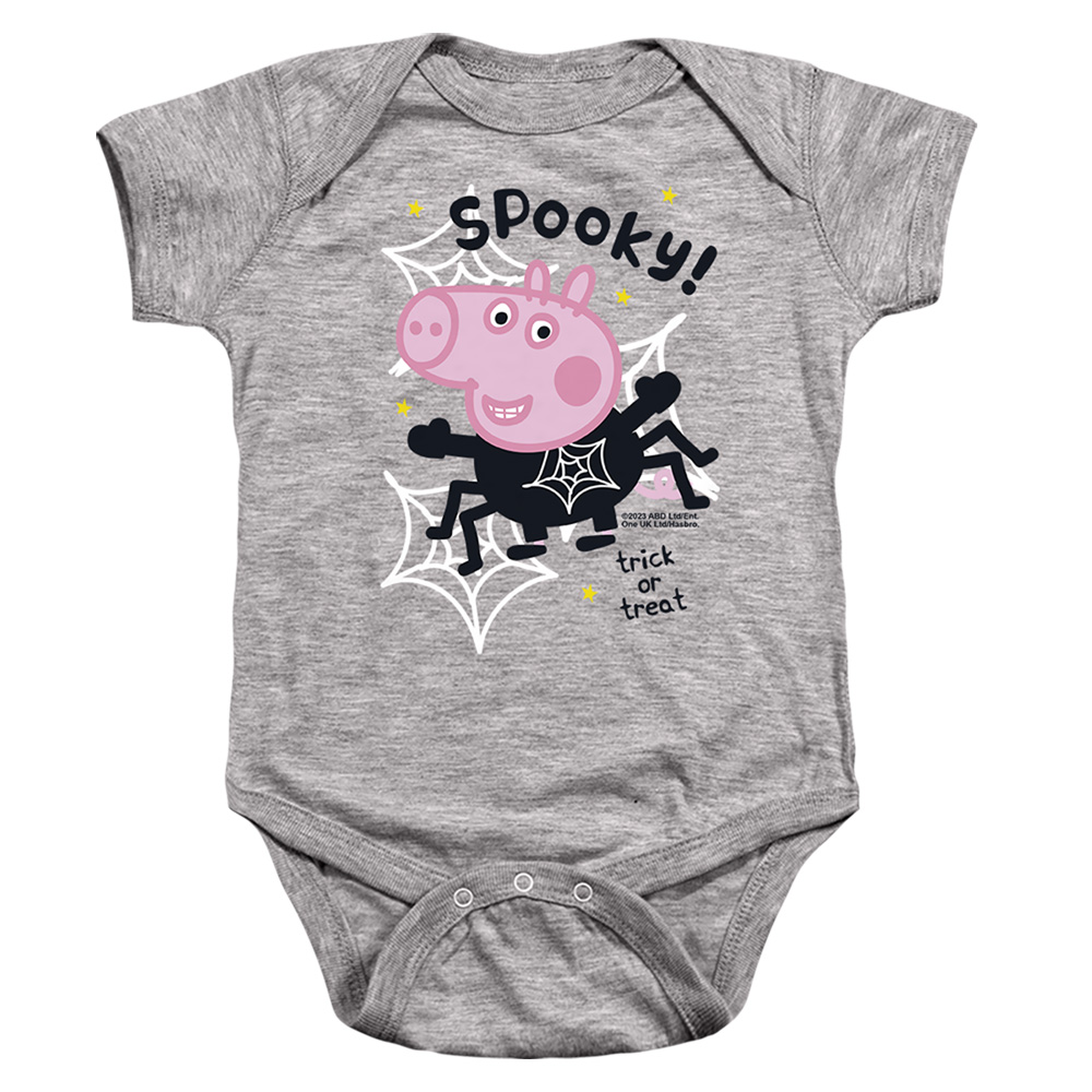 HBRO1463-SS-2 Peppa Pig George Spider Infant Snapsuit, Athletic Heather - Medium - 12 Month