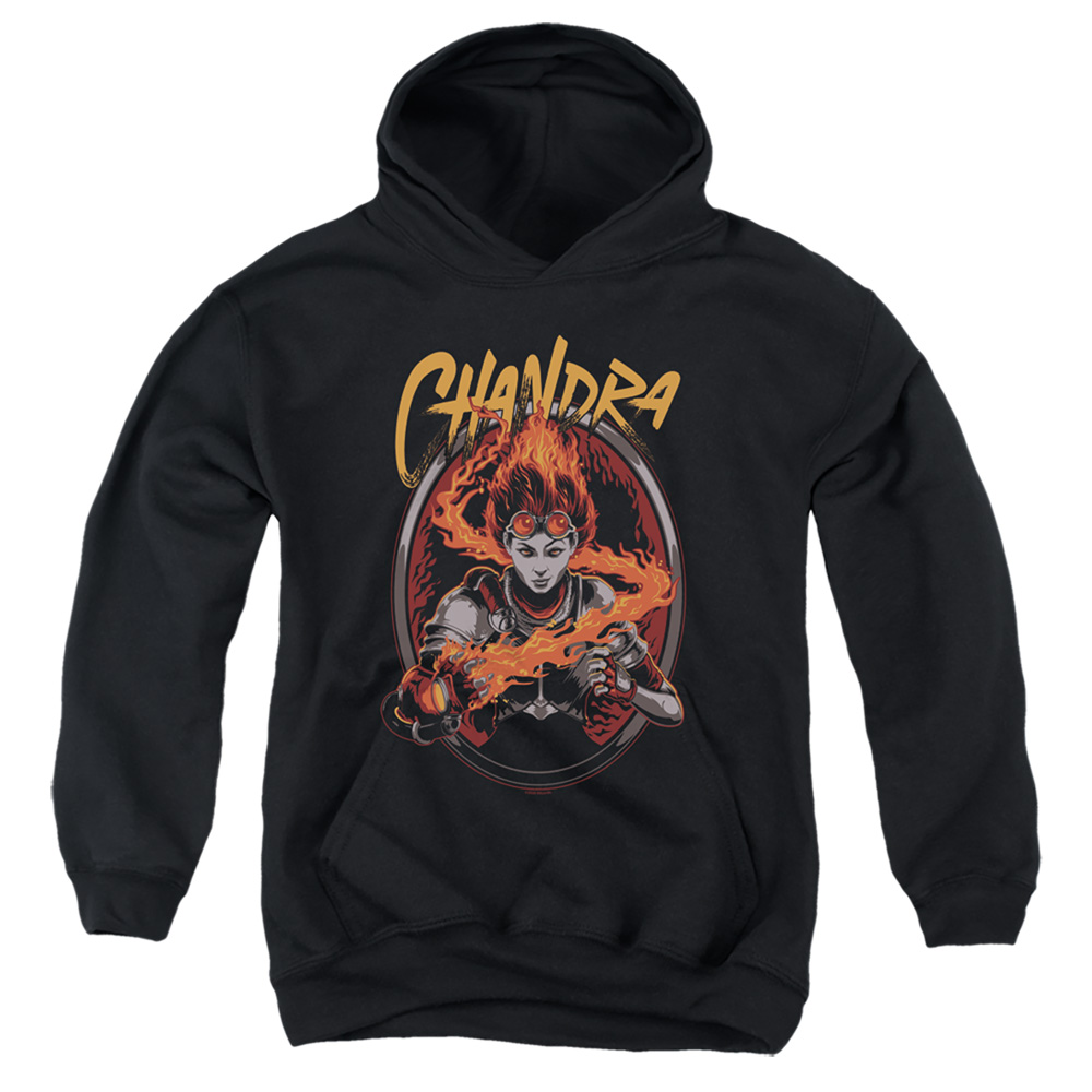 HBRO629-YFTH-2 Magic The Gathering Chandra Youth Hooded Sweatshirt, Black - Medium