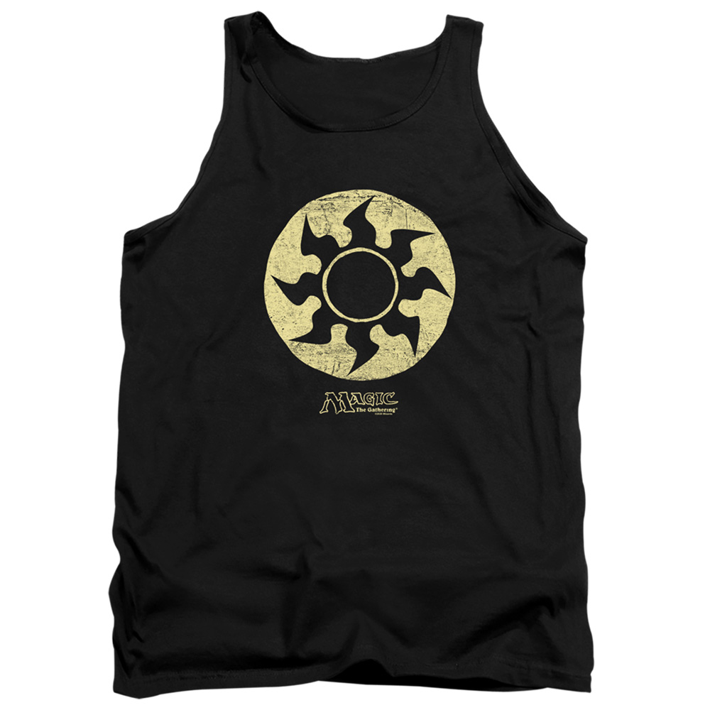 HBRO634-TK-2 Magic The Gathering White Symbol Adult Tank Top, Black - Medium