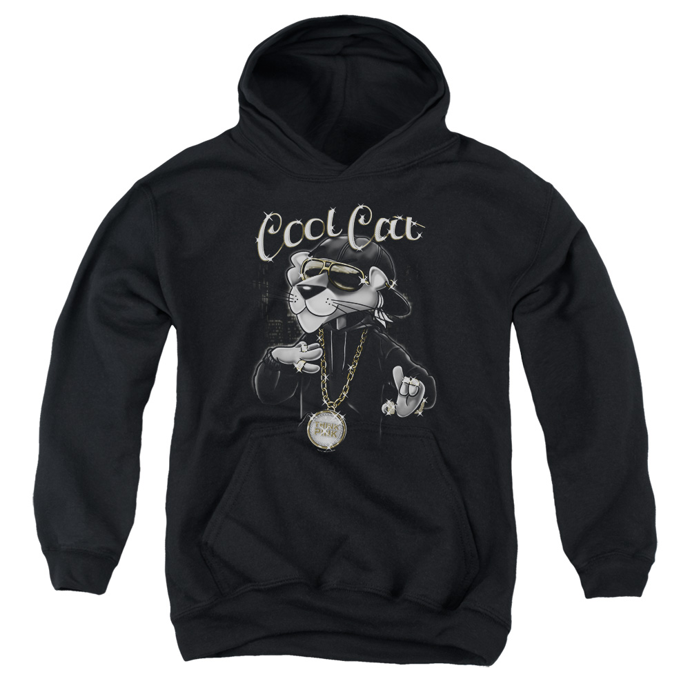 MGM205-YFTH-2 Pink Panther Cool Cat Youth Hooded Sweatshirt, Black - Medium