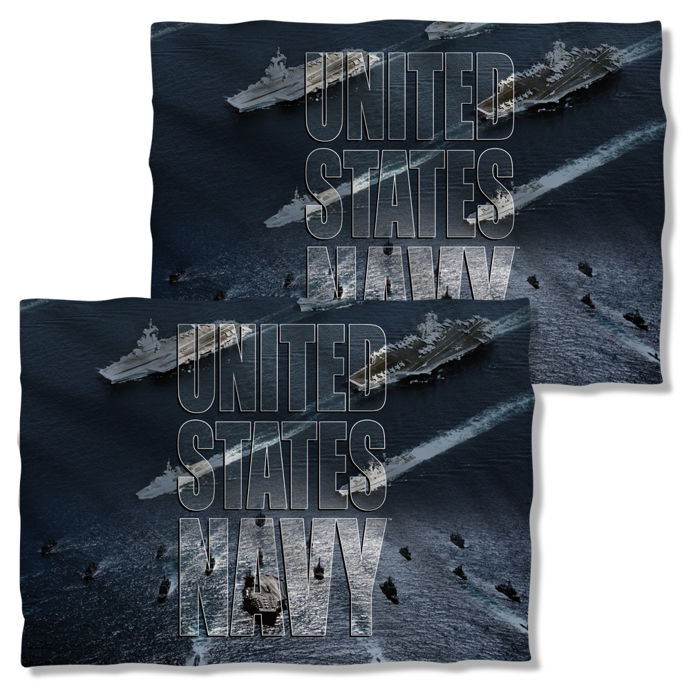 Picture of Trevco Sportswear NA116FB-PLO1-0 Navy Fleet Front Back Print Pillow Case&#44; White - 20 x 28 in.