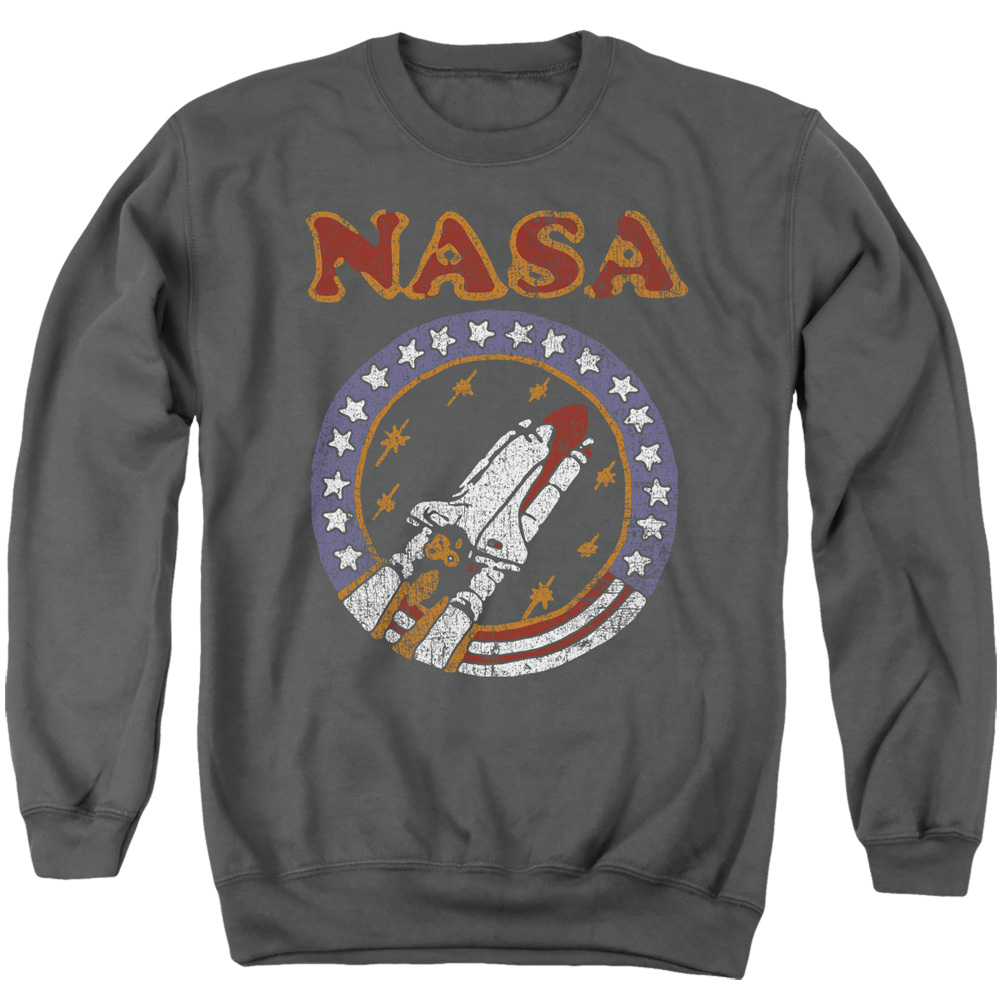 NASA112-AS-2 Nasa Retro Shuttle Adult Crewneck Sweatshirt, Charcoal - Medium