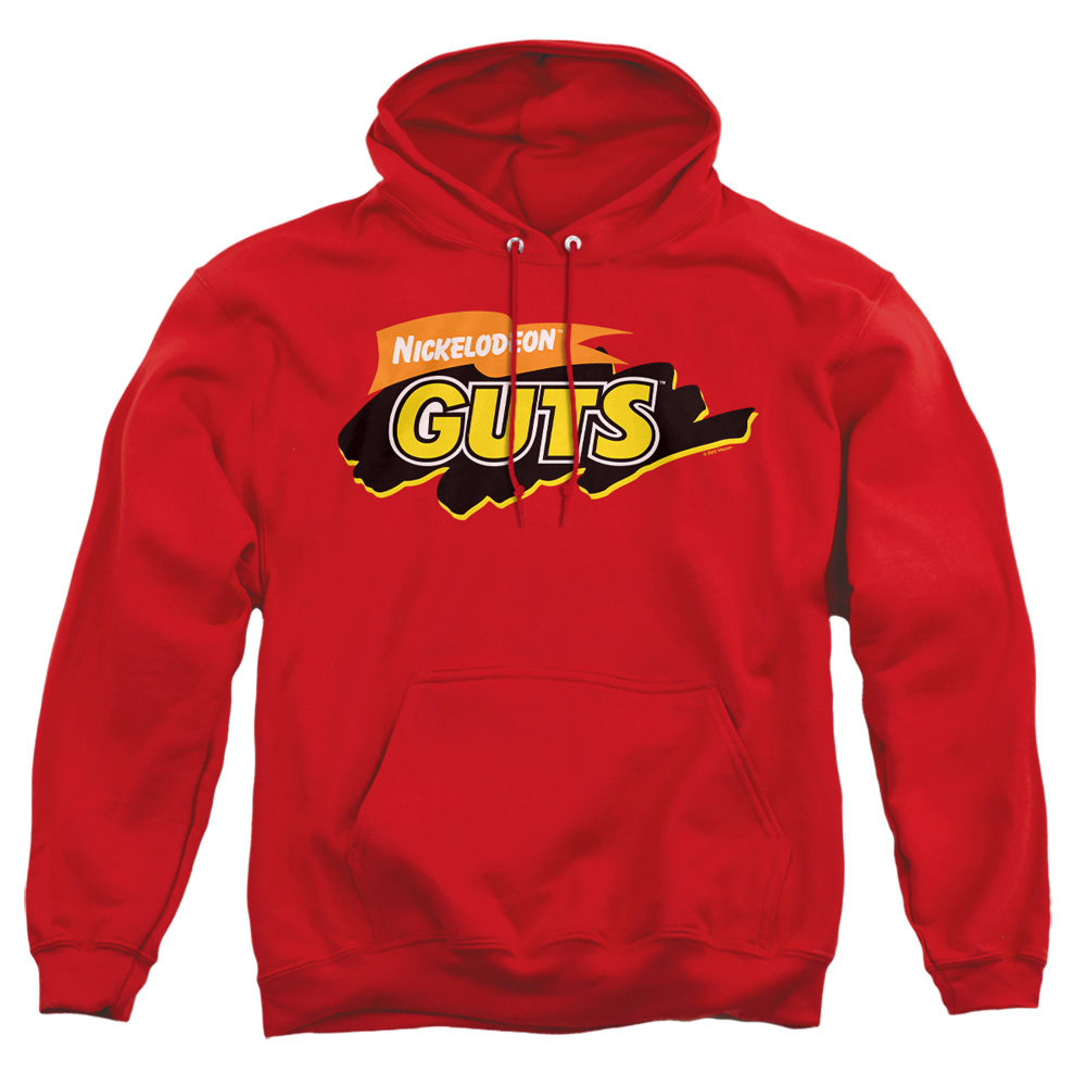 NICK1051-AFTH-4 Nickelodeon Brand Guts Logo Adult Pullover Hoodie, Red - Extra Large