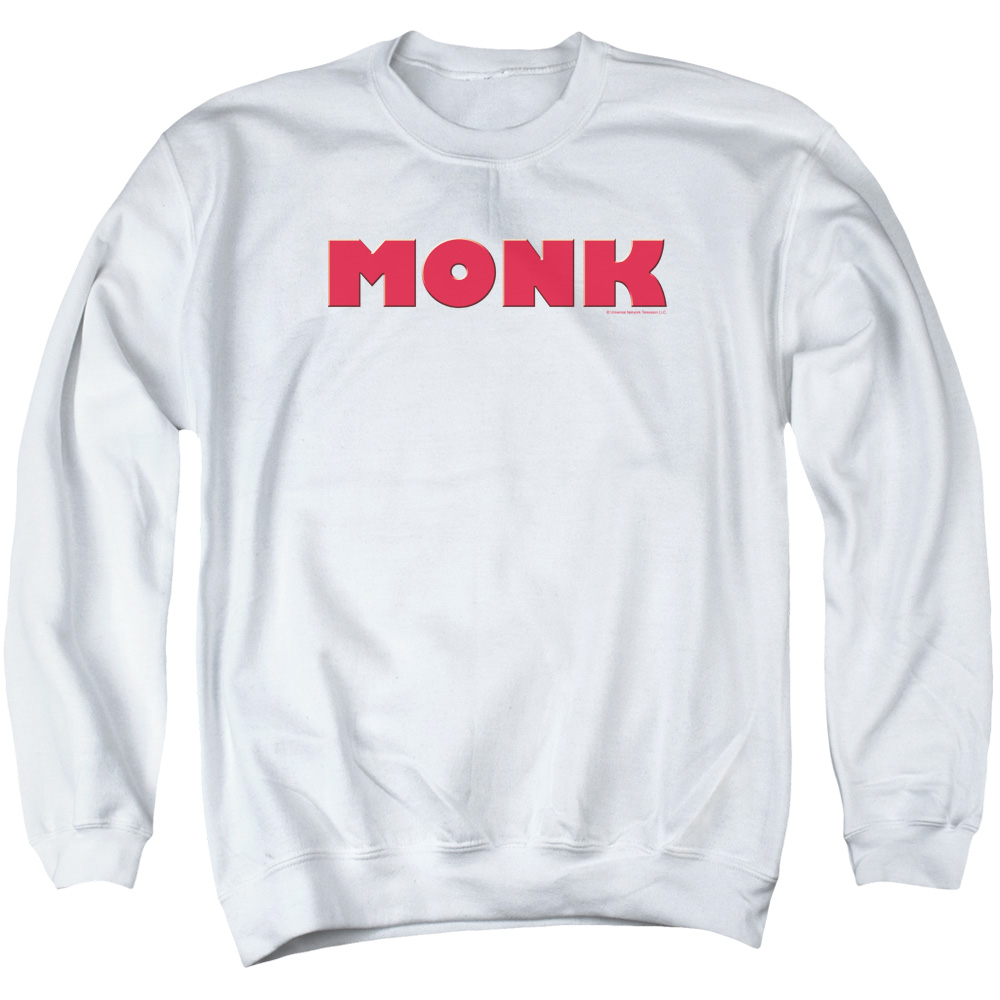 NBC351-AS-6 Monk Logo Adult Crewneck Sweatshirt, White - 3X