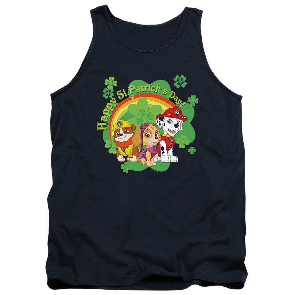 NICK10266SPD-TK-3 Paw Patrol St. Patricks Day Team Adult Tank Top, Navy - Large