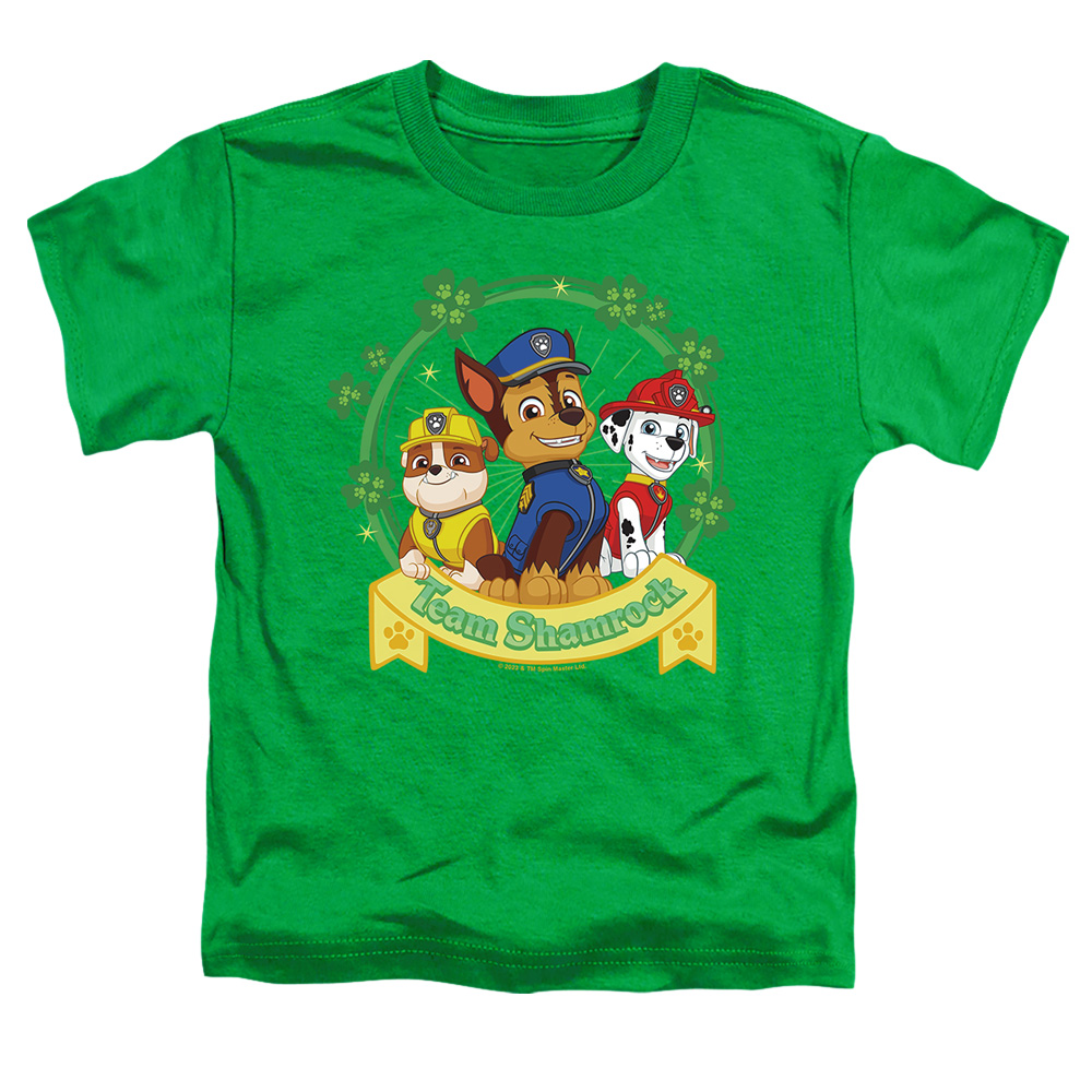 NICK10267SPD-TT-3 Paw Patrol St. Patricks Day Team Shamrock Toddler Short Sleeve T-Shirt, Kelly Green - Large 4T