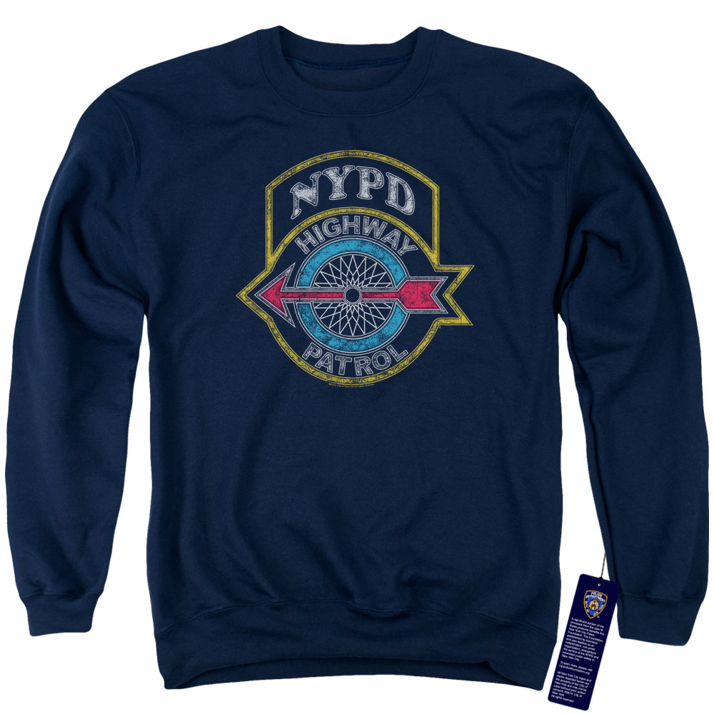 NYC105-AS-1 York City Highway Patrol Adult Crewneck Sweatshirt, Navy - Small -  Trevco Sportswear
