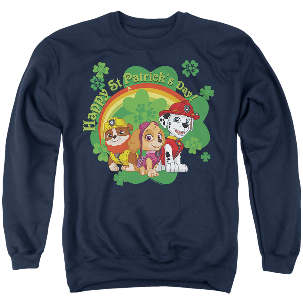 NICK10266SPD-AS-3 Paw Patrol St. Patricks Day Team Adult Crewneck Sweatshirt, Navy - Large