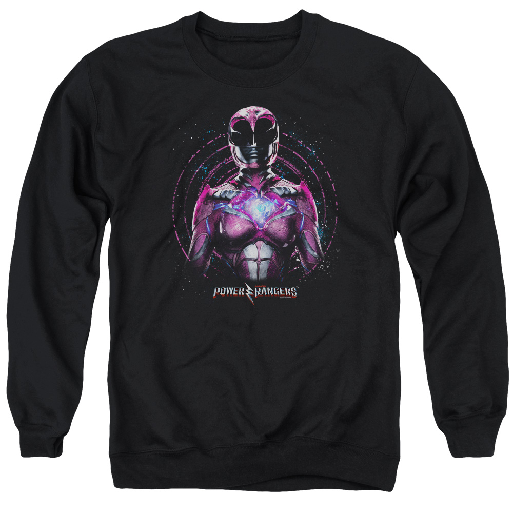 PWR3011-AS-1 Power Rangers Pink Ranger Adult Crewneck Sweatshirt, Black - Small