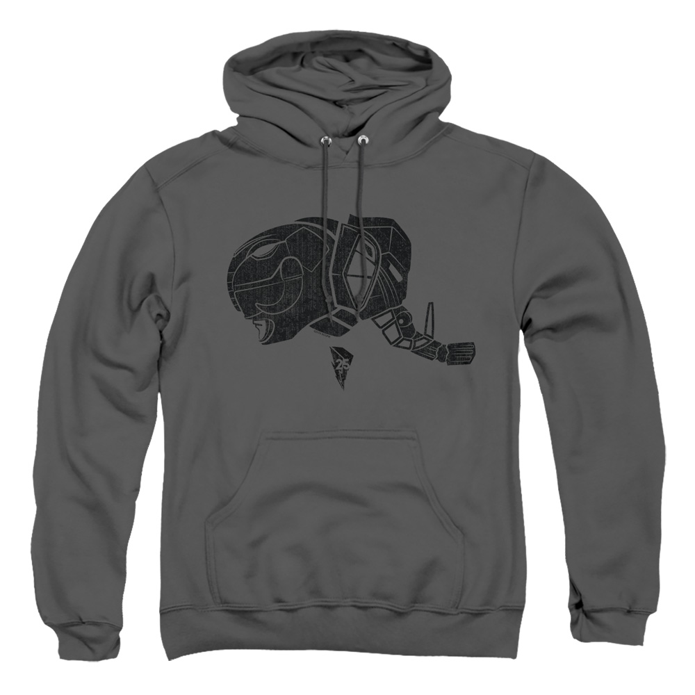 PWR4008-AFTH-2 Power Rangers Black Adult Pullover Hoodie, Charcoal - Medium