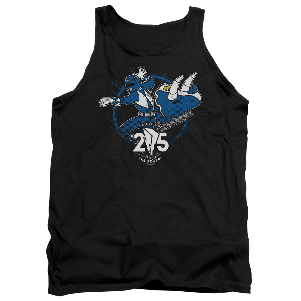 PWR4016-TK-1 Power Rangers Blue 25 Adult Tank Top, Black - Small