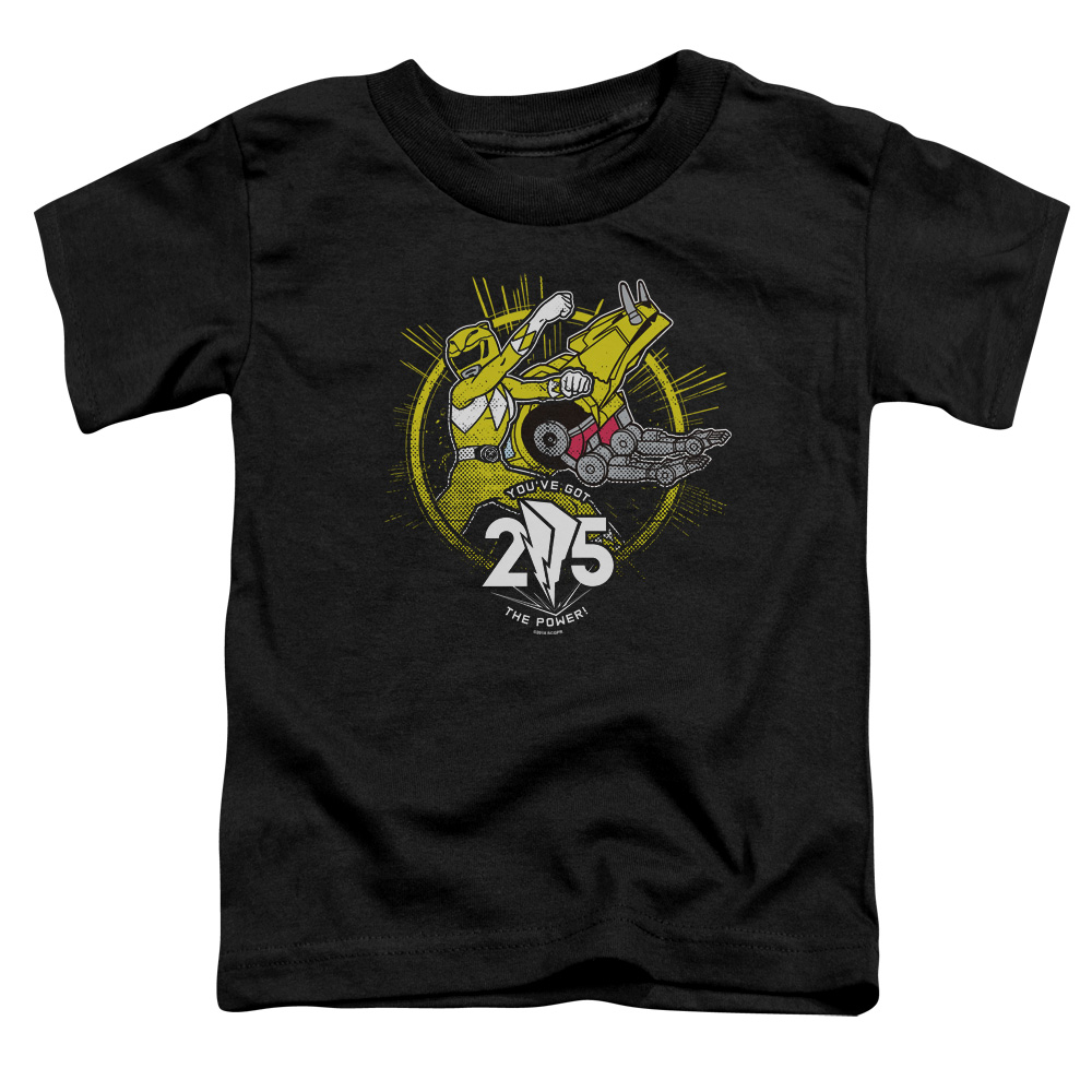 PWR4017-TT-2 Power Rangers Yellow 25 Toddler Short Sleeve T-Shirt, Black - Medium 3T