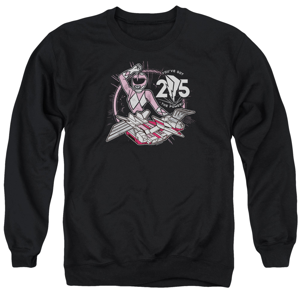 PWR4018-AS-6 Power Rangers Pink 25 Adult Crewneck Sweatshirt, Black - 3X