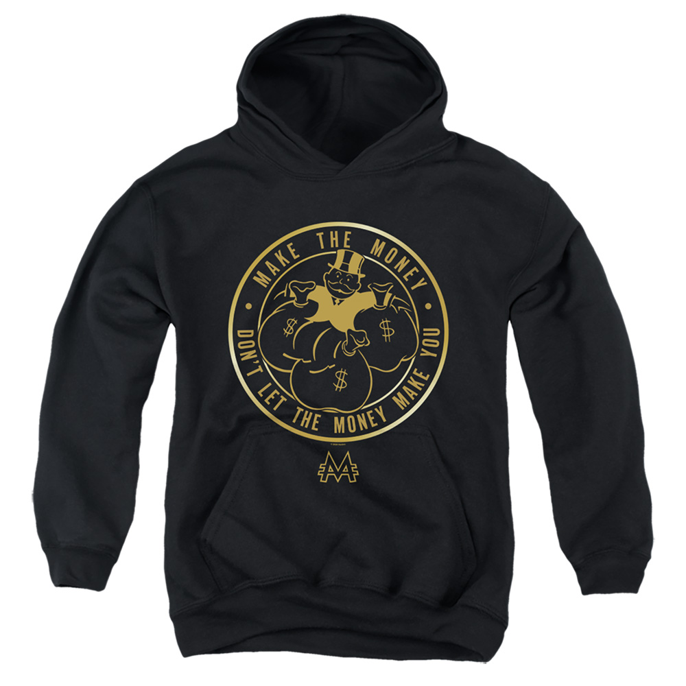 HBRO387-YFTH-3 Monopoly Make Youth Hooded Sweatshirt, Black - Large