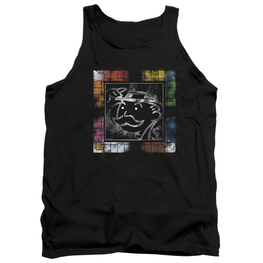 HBRO409-TK-1 Monopoly Dusty Game Board No Logo Adult Tank Top, Black - Small