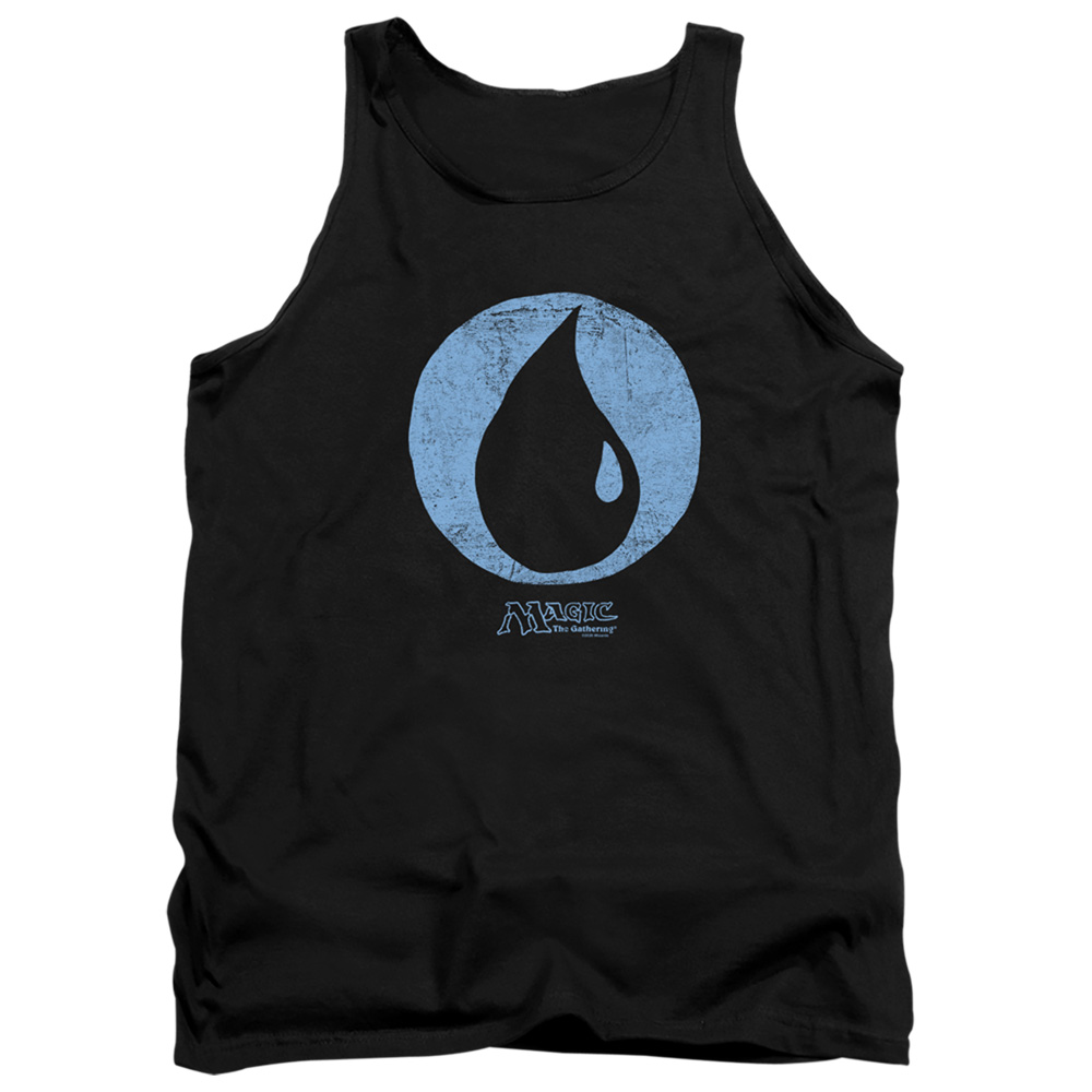 HBRO631-TK-1 Magic The Gathering Blue Symbol Adult Tank Top, Black - Small