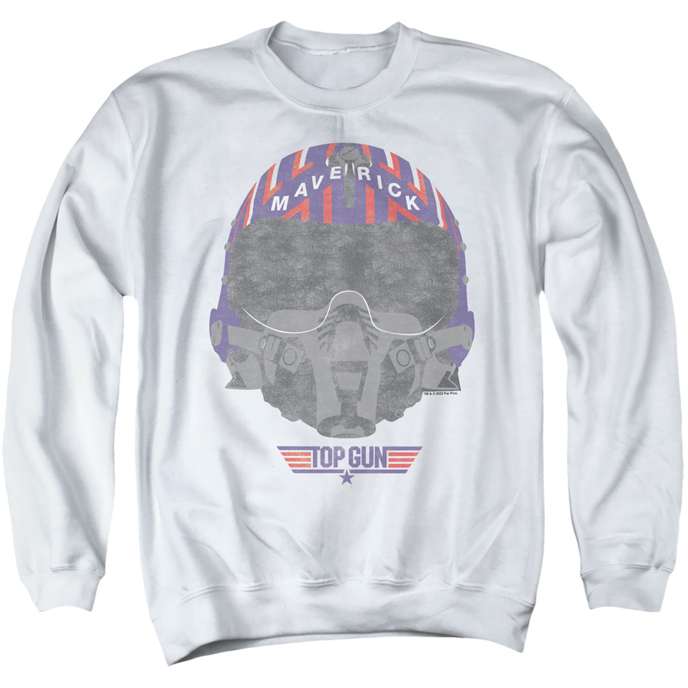 PAR838-AS-2 Paramount - Top Gun Helmet Adult Crewneck Sweatshirt, White - Medium