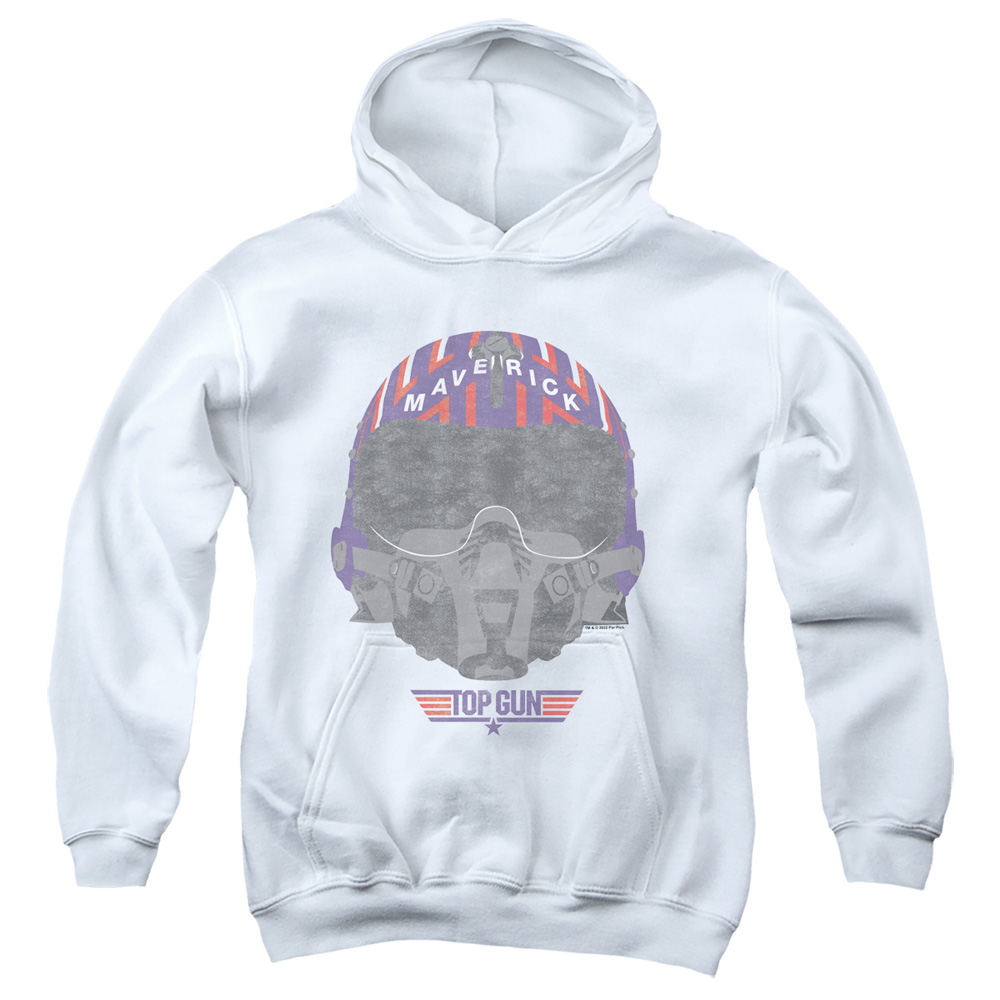 PAR838-YFTH-1 Paramount - Top Gun Helmet Youth Hooded Sweatshirt, White - Small