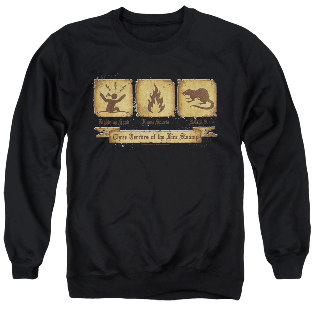 PB112B-AS-2 Princess Bride Three Terrors Adult Crewneck Sweatshirt, Black - Medium
