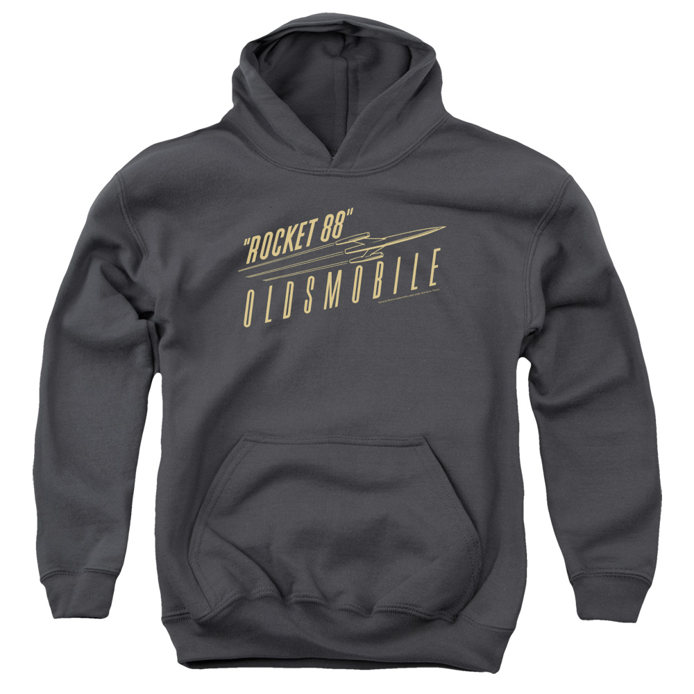 OLS103-YFTH-4 Oldsmobile Retro 88 Youth Hooded Sweatshirt, Charcoal - Extra Large