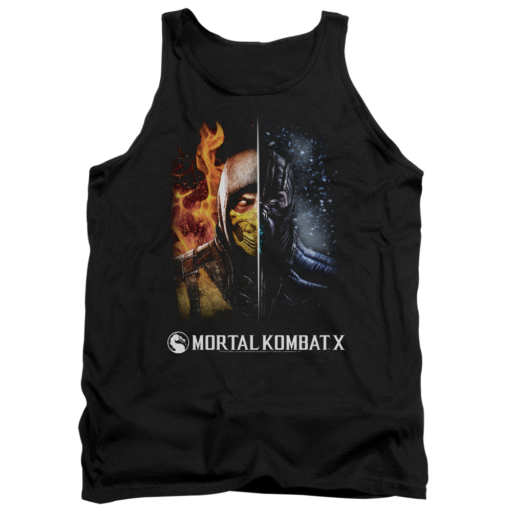 WBM527-TK-2 Mortal Kombat Fire & Ice Adult Tank Top, Black - Medium