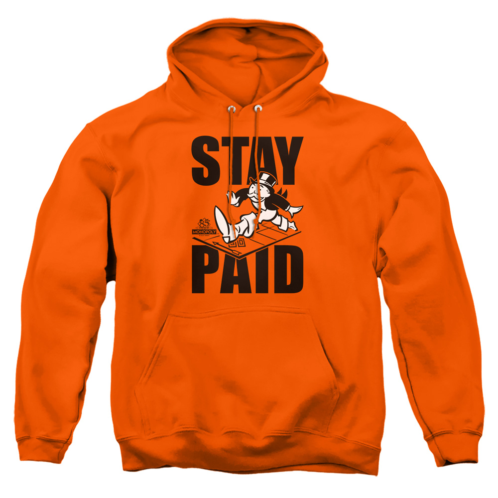 HBRO385-AFTH-5 Monopoly Stay Paid Adult Pullover Hoodie, Orange - 2X