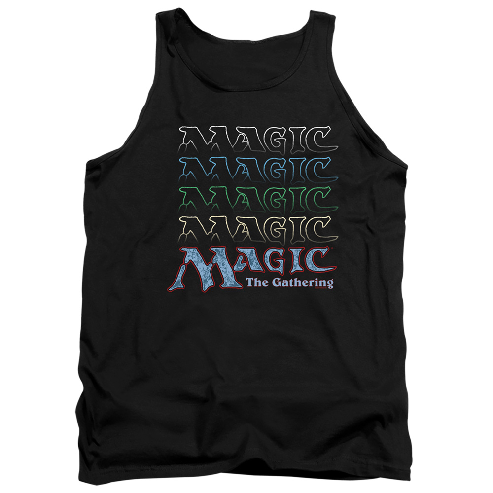 HBRO648-TK-2 Magic The Gathering Retro Logo Repeat Adult Tank Top, Black - Medium