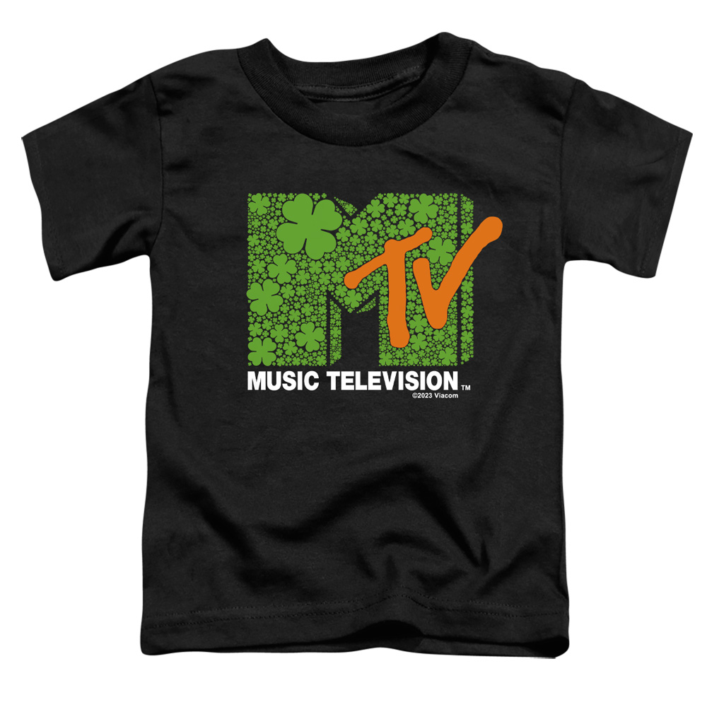 MTV10052SPD-TT-3 MTV St. Patricks Day Shamrock Logo Toddler Short Sleeve T-Shirt, Black - Large 4T