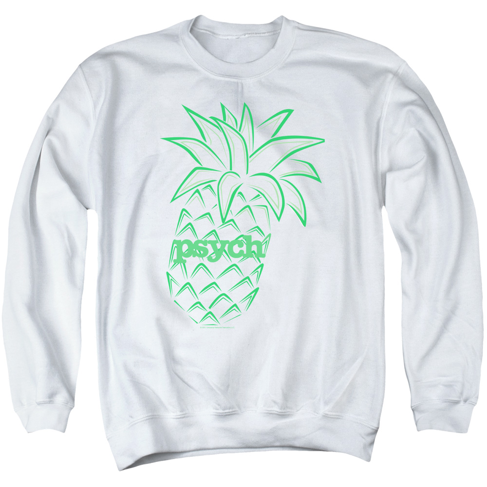 NBC588-AS-2 Psych Pineapple Adult Crewneck Sweatshirt, White - Medium