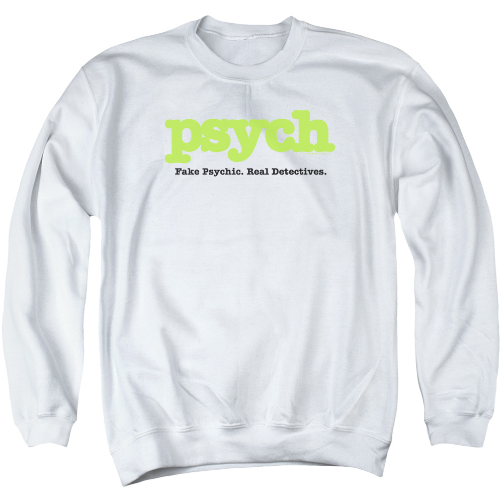 NBC589-AS-5 Psych Title Adult Crewneck Sweatshirt, White - 2X