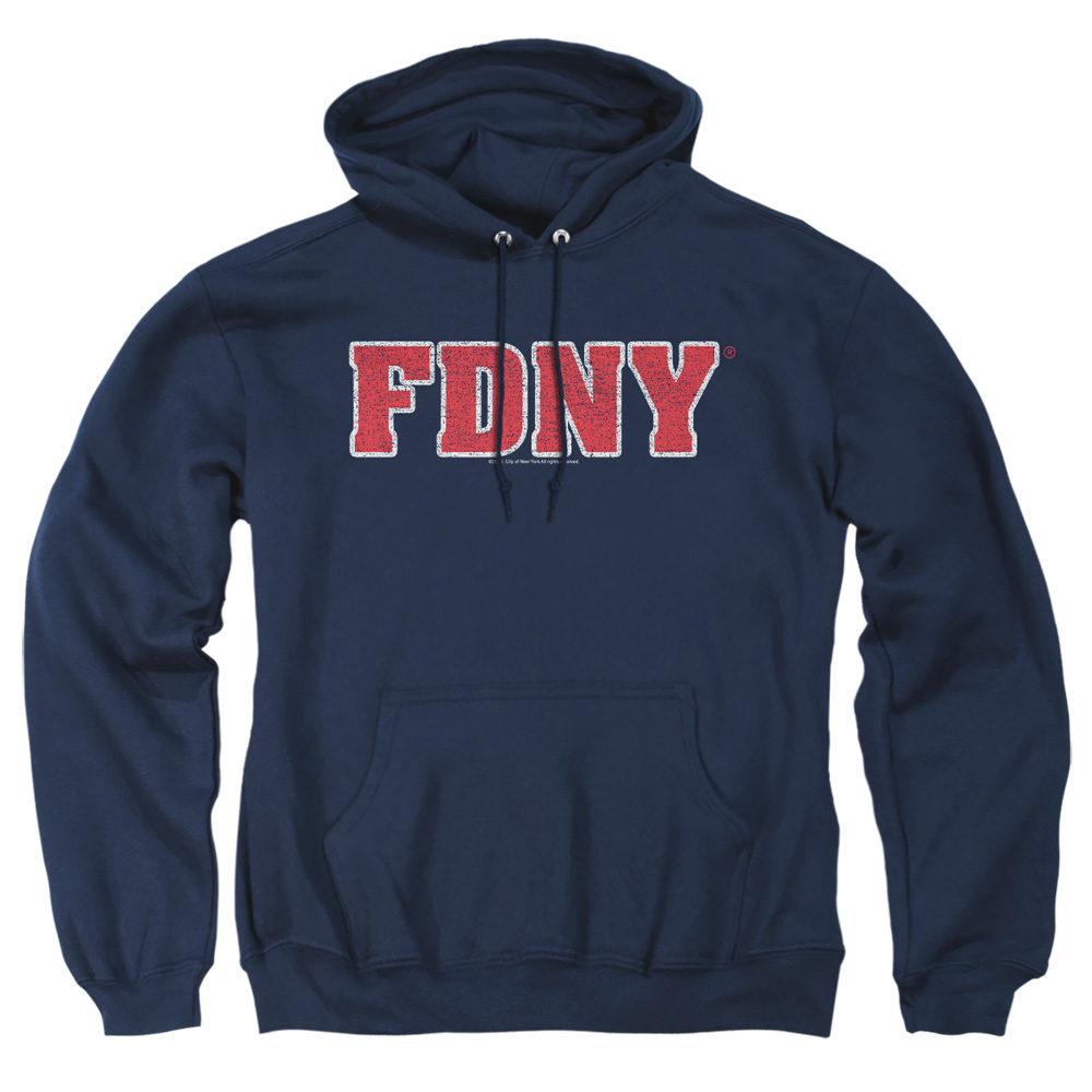 NYC111C-AFTH-2 York City FDNY Adult Pullover Hoodie, Navy - Medium