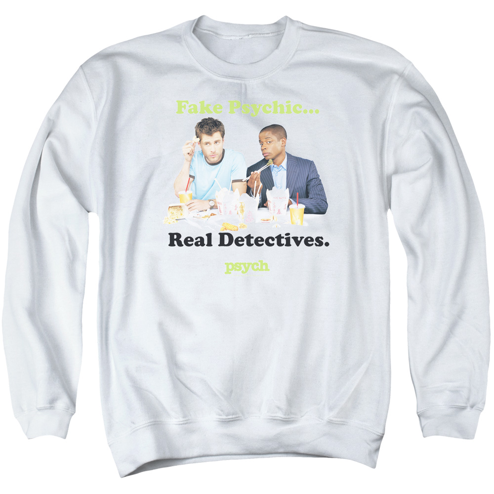 NBC912-AS-2 Psych Take Out Adult Crewneck Sweatshirt, White - Medium