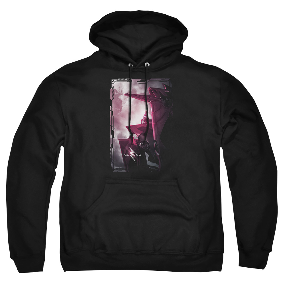 PWR3031-AFTH-1 Power Rangers Pink Zord Poster Adult Pullover Hoodie, Black - Small