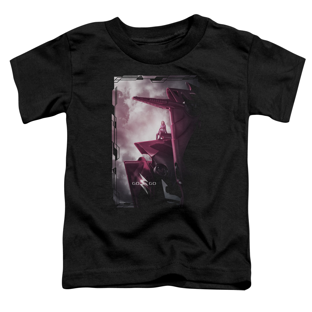 PWR3031-TT-1 Power Rangers Pink Zord Poster Toddler Short Sleeve T-Shirt, Black - Small 2T