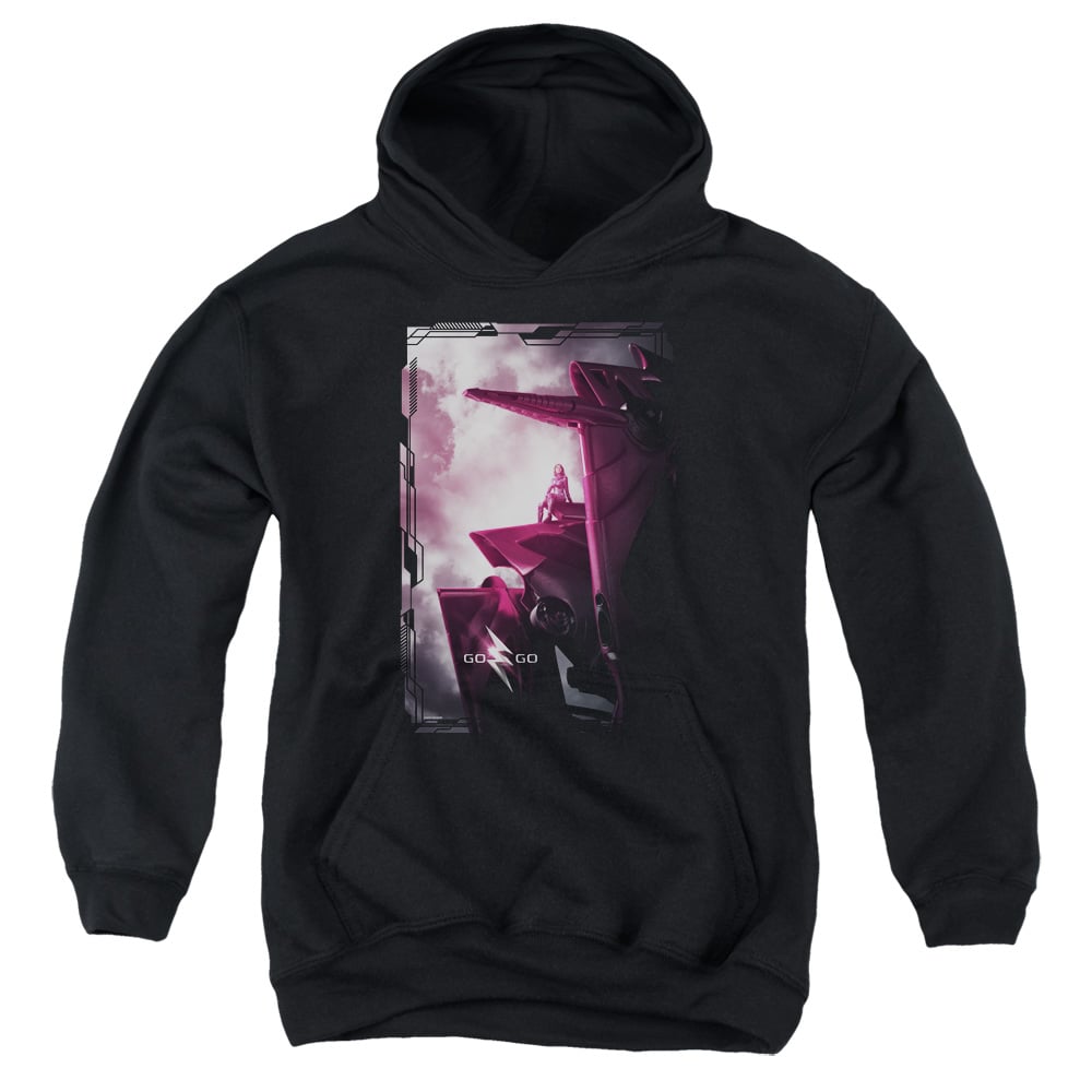 PWR3031-YFTH-2 Power Rangers Pink Zord Poster Youth Hooded Sweatshirt, Black - Medium
