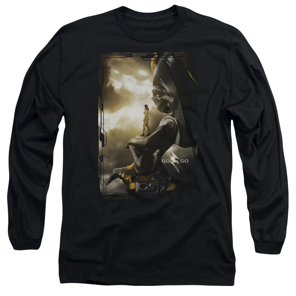 PWR3032-AL-2 Power Rangers Yellow Zord Poster Adult Long Sleeve T-Shirt, Black - Medium