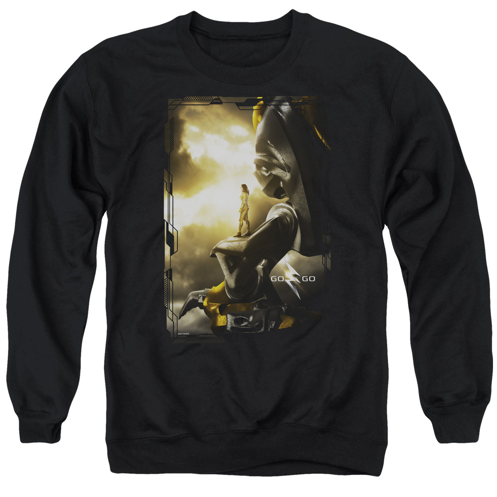 PWR3032-AS-2 Power Rangers Yellow Zord Poster Adult Crewneck Sweatshirt, Black - Medium