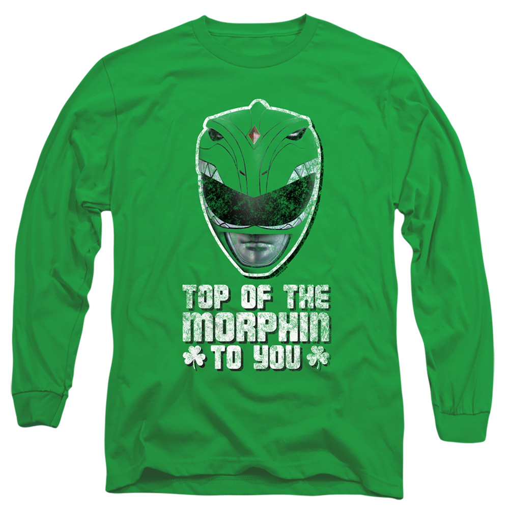 PWR183-AL-6 Power Rangers Top of The Morphin to You Adult Long Sleeve T-Shirt, Kelly Green - 3X