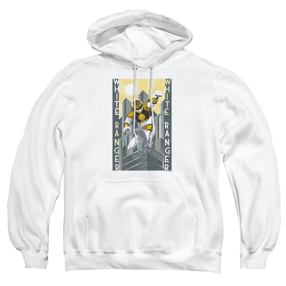 PWR185-AFTH-2 Power Rangers White Ranger Duo Adult Pullover Hoodie, White - Medium
