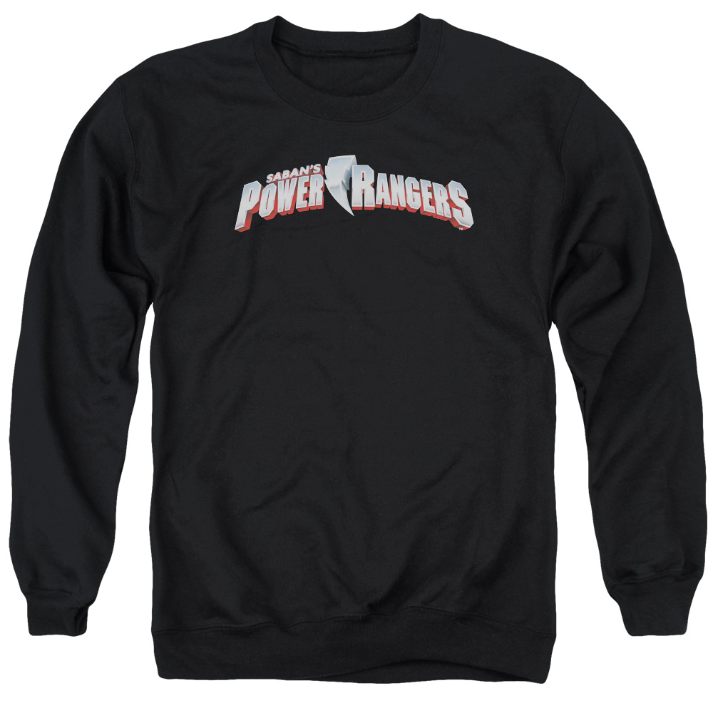 PWR105-AS-2 Power Rangers Logo Adult Crewneck Sweatshirt, Black - Medium