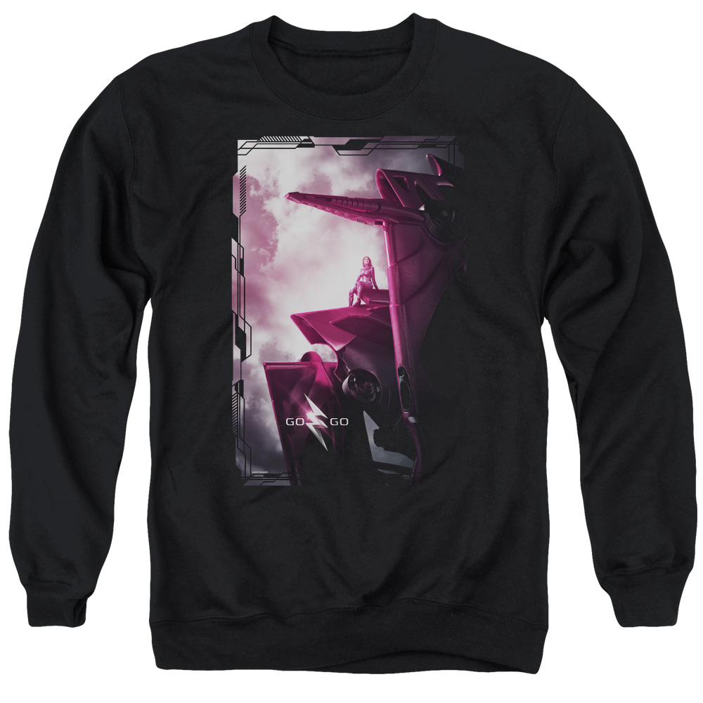 PWR3031-AS-4 Power Rangers Pink Zord Poster Adult Crewneck Sweatshirt, Black - Extra Large