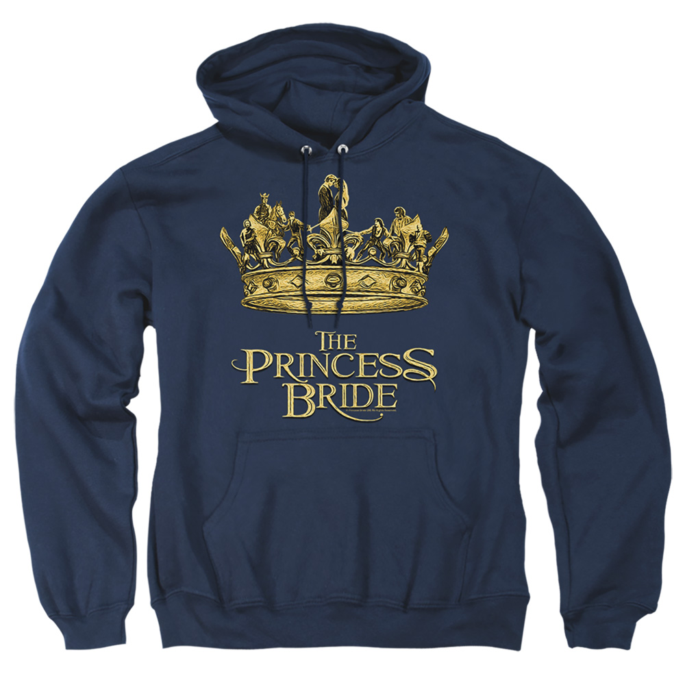 PB153H-AFTH-6 Princess Bride Crown Adult Pullover Hoodie, Navy - 3X