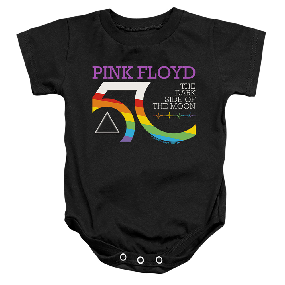 PERRY10098-SS-4 Pink Floyd 50Th Logo Infant Snapsuit, Black - Extra Large - 24 Month
