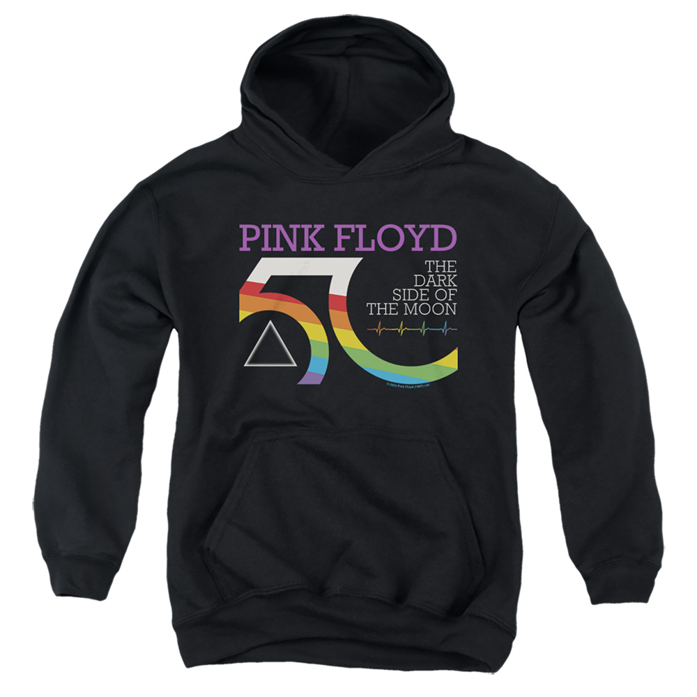 PERRY10098-YFTH-2 Pink Floyd 50Th Logo Youth Hooded Sweatshirt, Black - Medium