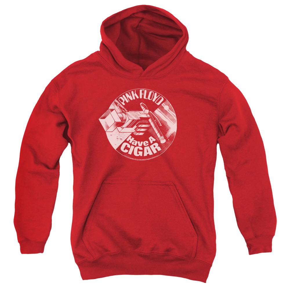 PERRY272-YFTH-2 Pink Floyd Just A Cigar Youth Hooded Sweatshirt, Red - Medium